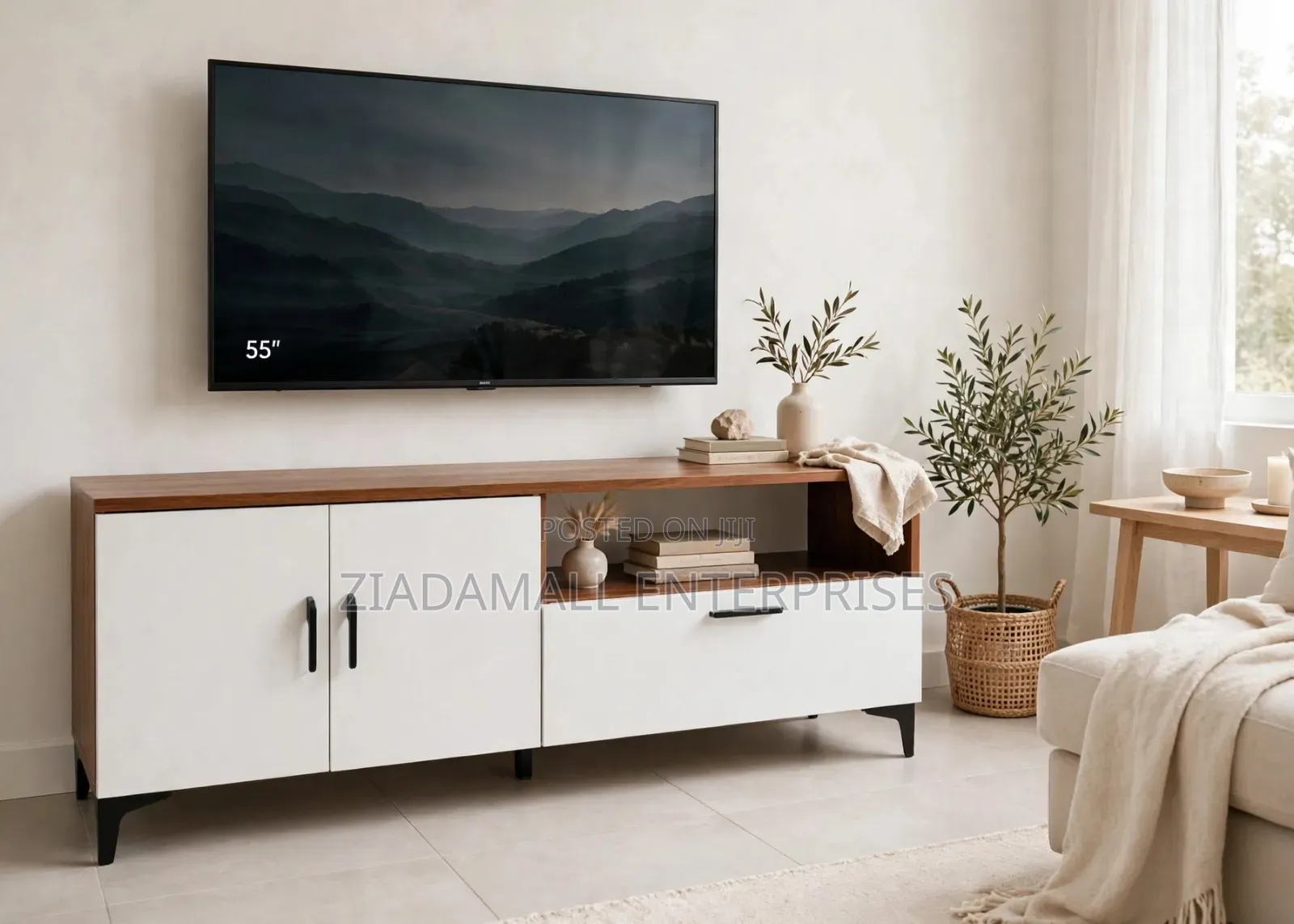 Brisbane TV Stand 4ft - Modern - White - Wood - New