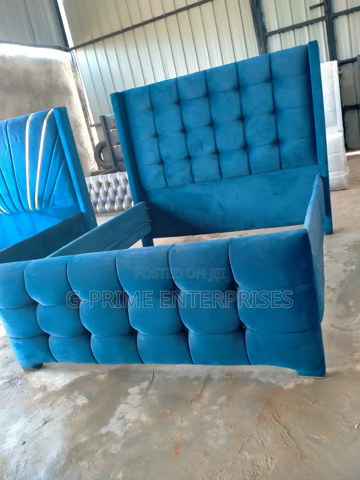 Queen Size Bed Navy Blue Bed