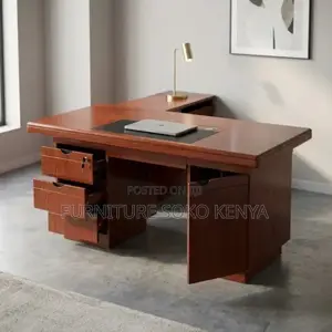 Office Desk : KOI Executive Mahogany-Finish Office Desk