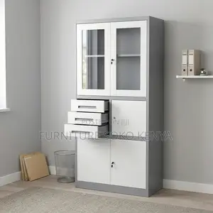 Office Cabinet : Modern Multi-Tier Steel Storage Cabinet With Safe