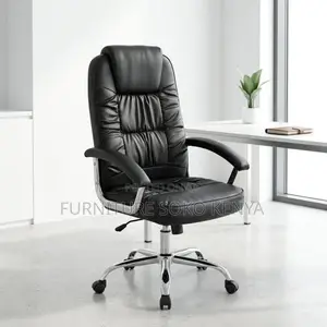 Office Chair : High-Back Black PU Leather Office Chair