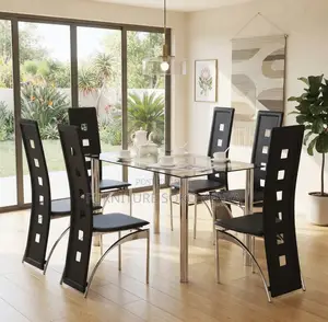 Dining Set; Premium Glass Top Dining Table and Chairs Set