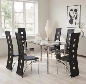 Dining Set; Premium Glass Top Dining Table and Chairs Set