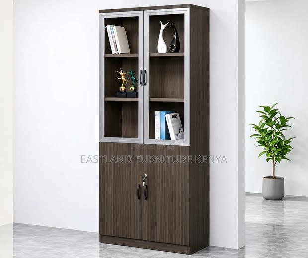 Modern Executive Office Storage Cabinet With Glass Doors - thumbnail 3