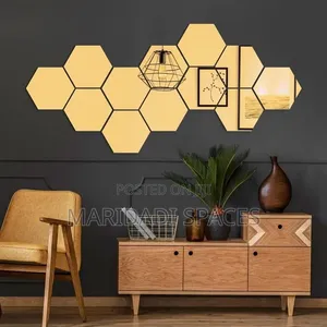 DIY Hexagonal Acrylic Mirror Wall Decor - 12pcs in a Packet