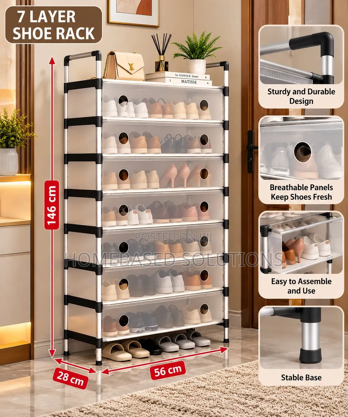 7-Layer Shoe Rack With Transparent Cover