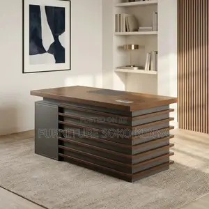 Office Desk : 1.4m Executive Office Desk With Slatted Front