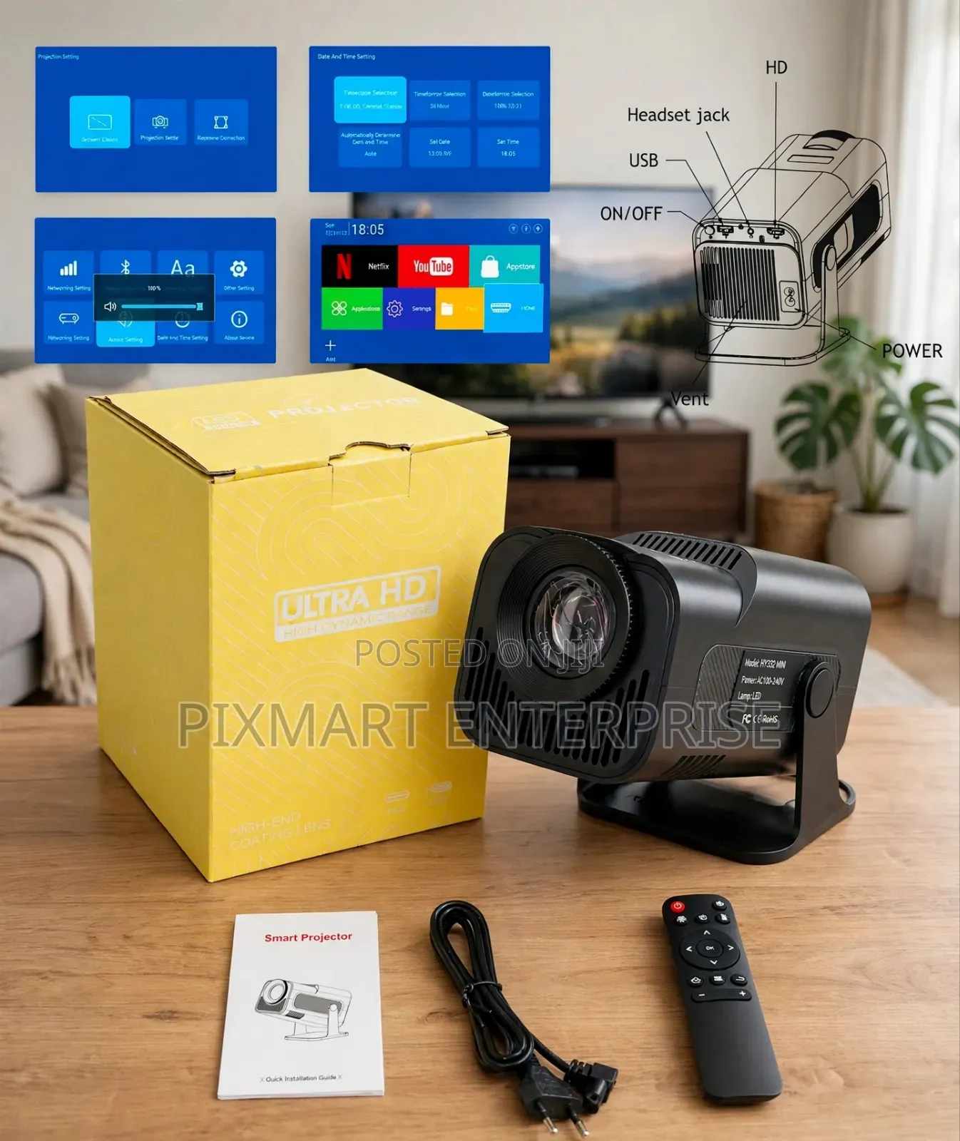 HY320 Mini Android Projector for Movies and Gaming