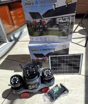 V380 Four-Image Quad Lens 4G Solar CCTV Camera With Strobe Light