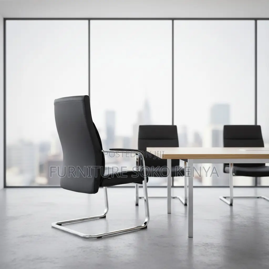 Office Chair : Chrome-Base Leather Office Visitor Chairs
