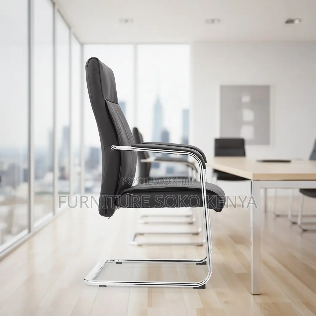 Office Chair : Chrome-Base Leather Office Visitor Chairs