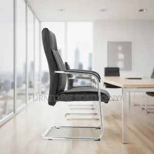 Office Chair : Chrome-Base Leather Office Visitor Chairs