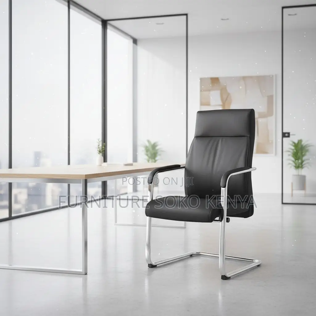 Office Chair : Chrome-Base Leather Office Visitor Chairs
