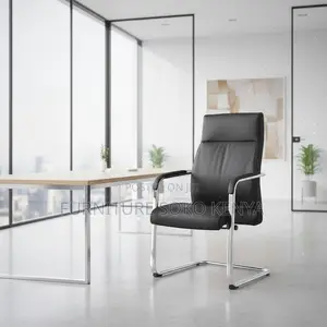 Office Chair : Chrome-Base Leather Office Visitor Chairs
