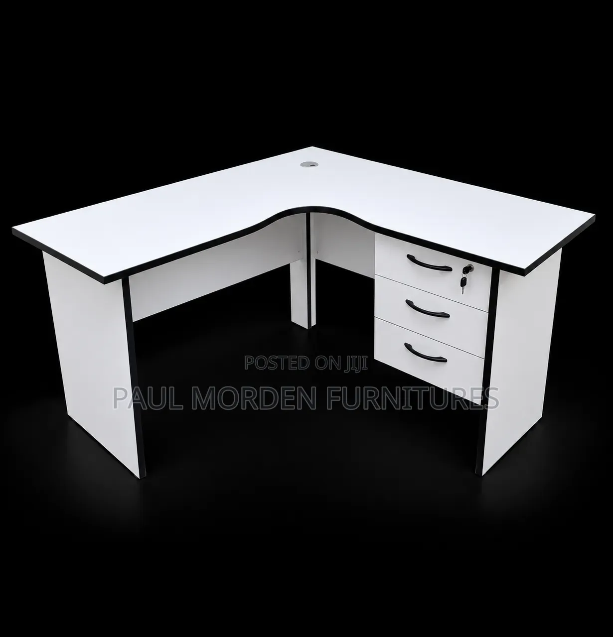 White L Shape Computer Table