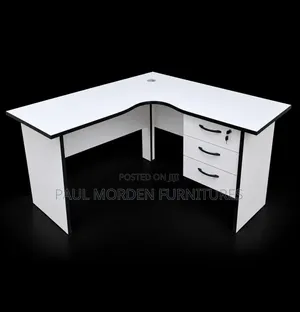 White L Shape Computer Table