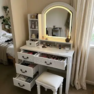 Dining Set; 5-Drawer Vintage LED Dressing Table