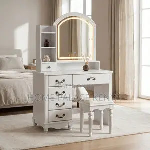Dining Set; 5-Drawer Vintage LED Dressing Table