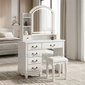 Dining Set; 5-Drawer Vintage LED Dressing Table