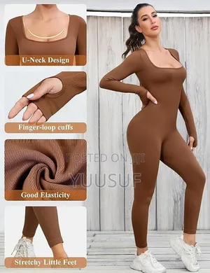 Women’s Ribbed Long Sleeve Jumpsuit – Blue