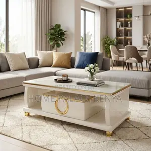 Coffee Table; Marble Top Coffee Table With Storage