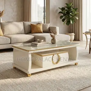 Coffee Table; Marble Top Coffee Table With Storage