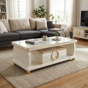 Coffee Table; Marble Top Coffee Table With Storage