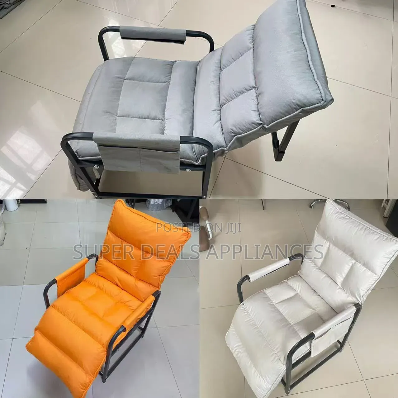 Reclined Sofa Bed Chairs in Orange,grey and Belge