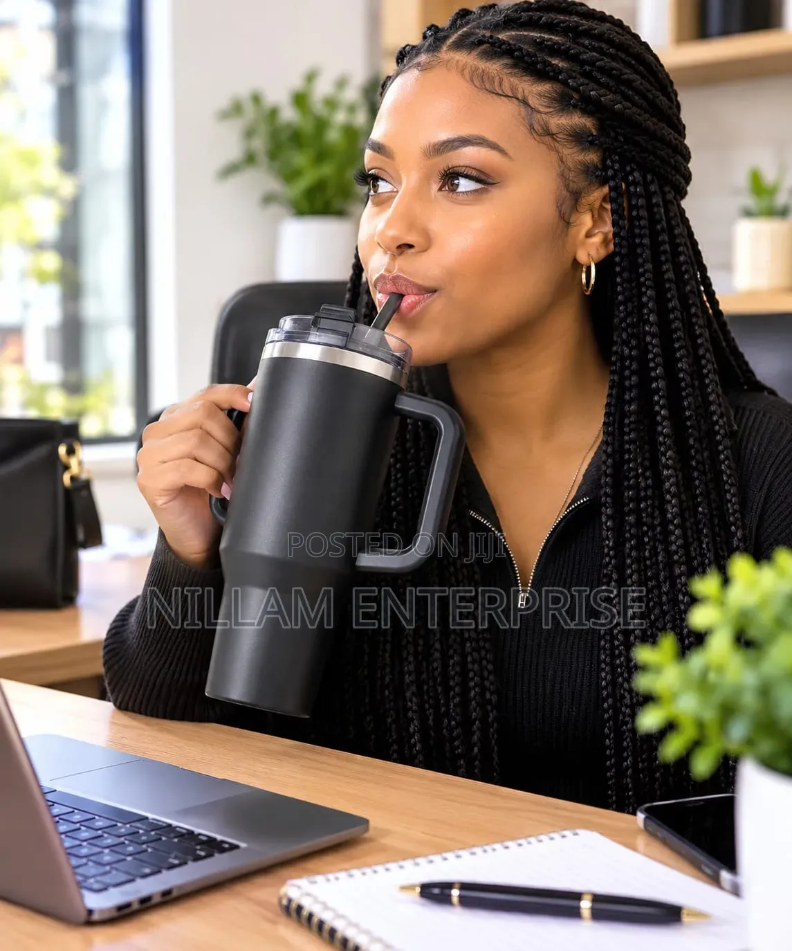 Insulated Travel Mug With Handle & Lid*