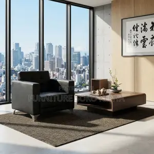 Office Sofa; Executive Black Leather Sofa | Single Seater |