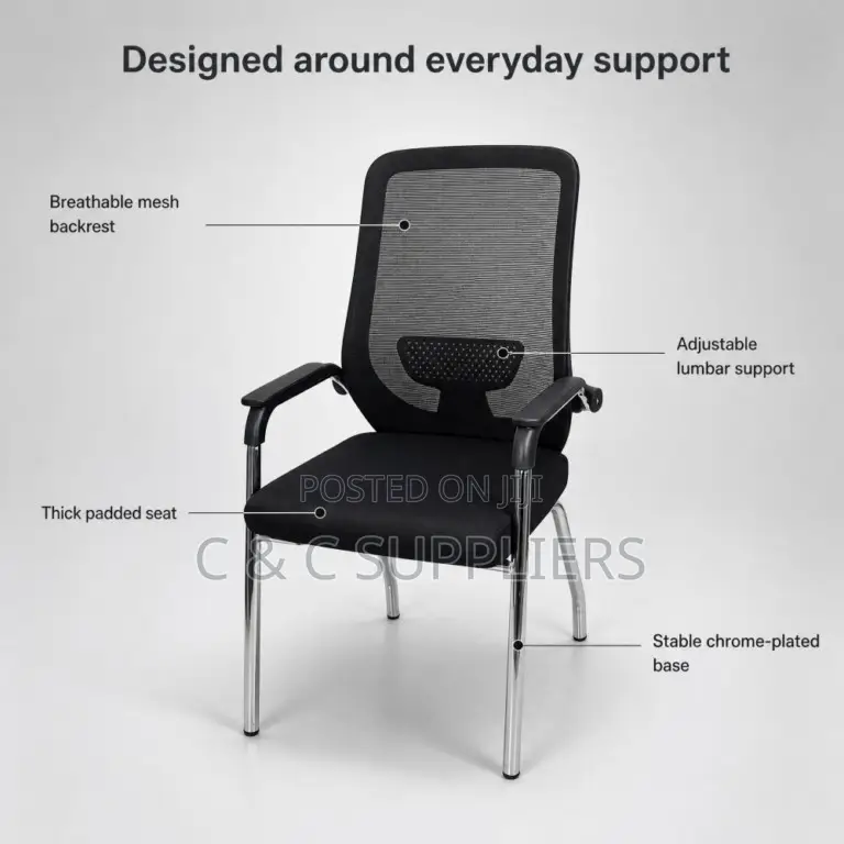 Ergonomic Mid Mesh-Back Guest Chair.