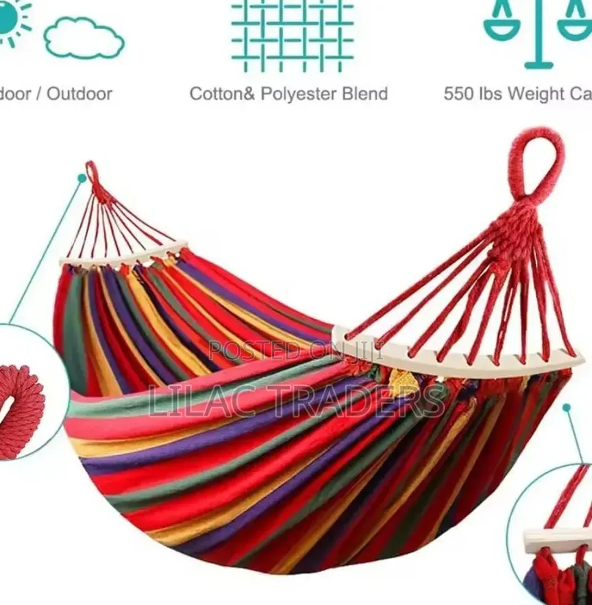 Heavy Duty Outdoor Hammock – Red Striped Design Es