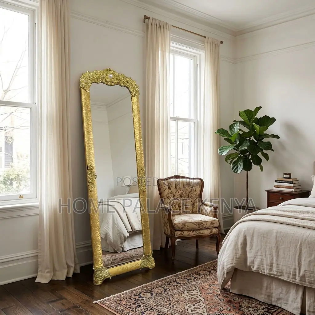 Bedroom Mirror; Gold Frame Bedroom Dressing Mirror