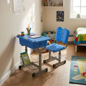 Blue Plastic Children Classroom Desk & Chair