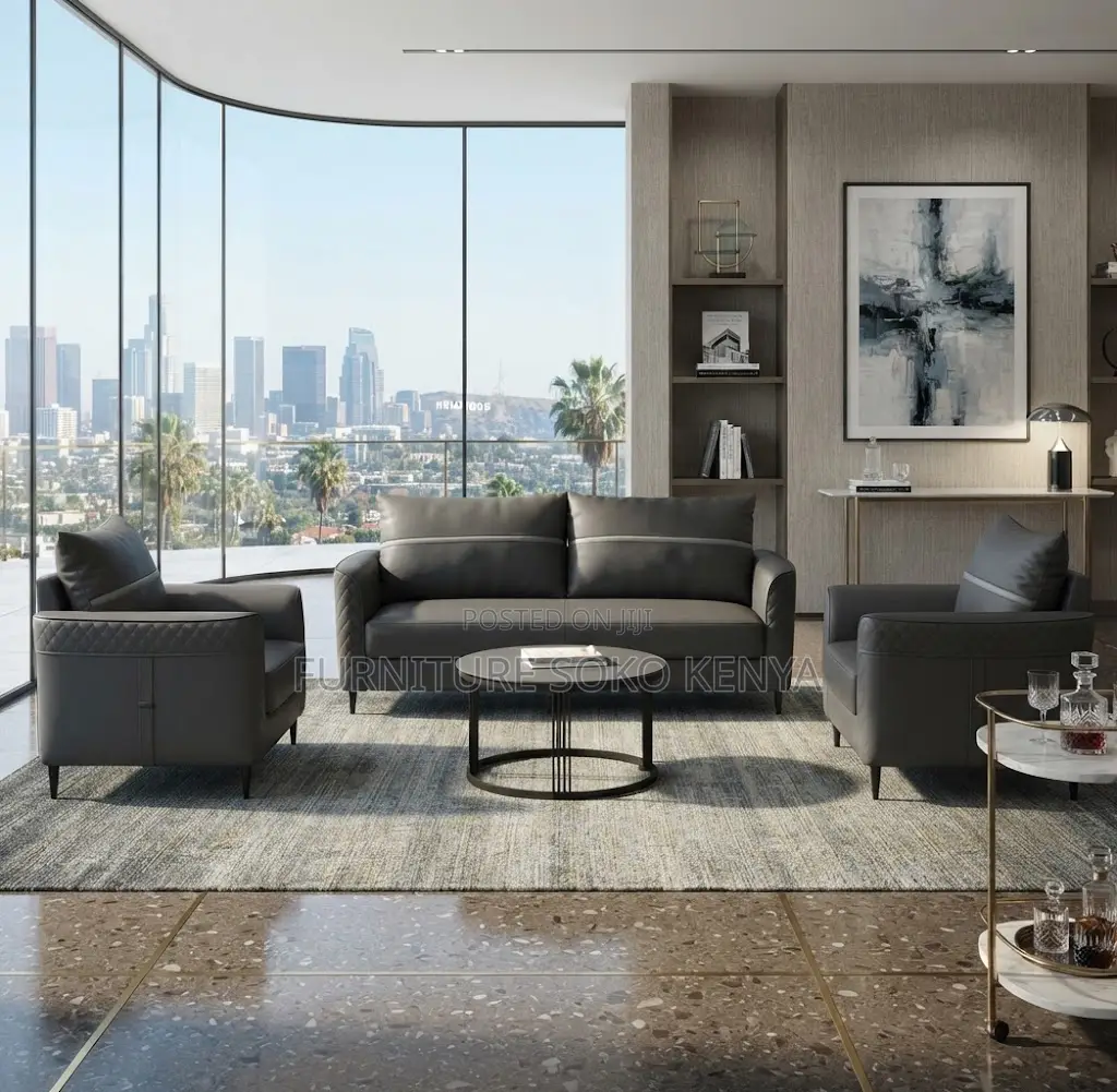 Executive Office Reception Sofa | Five Seaters Leather Sofa Sets