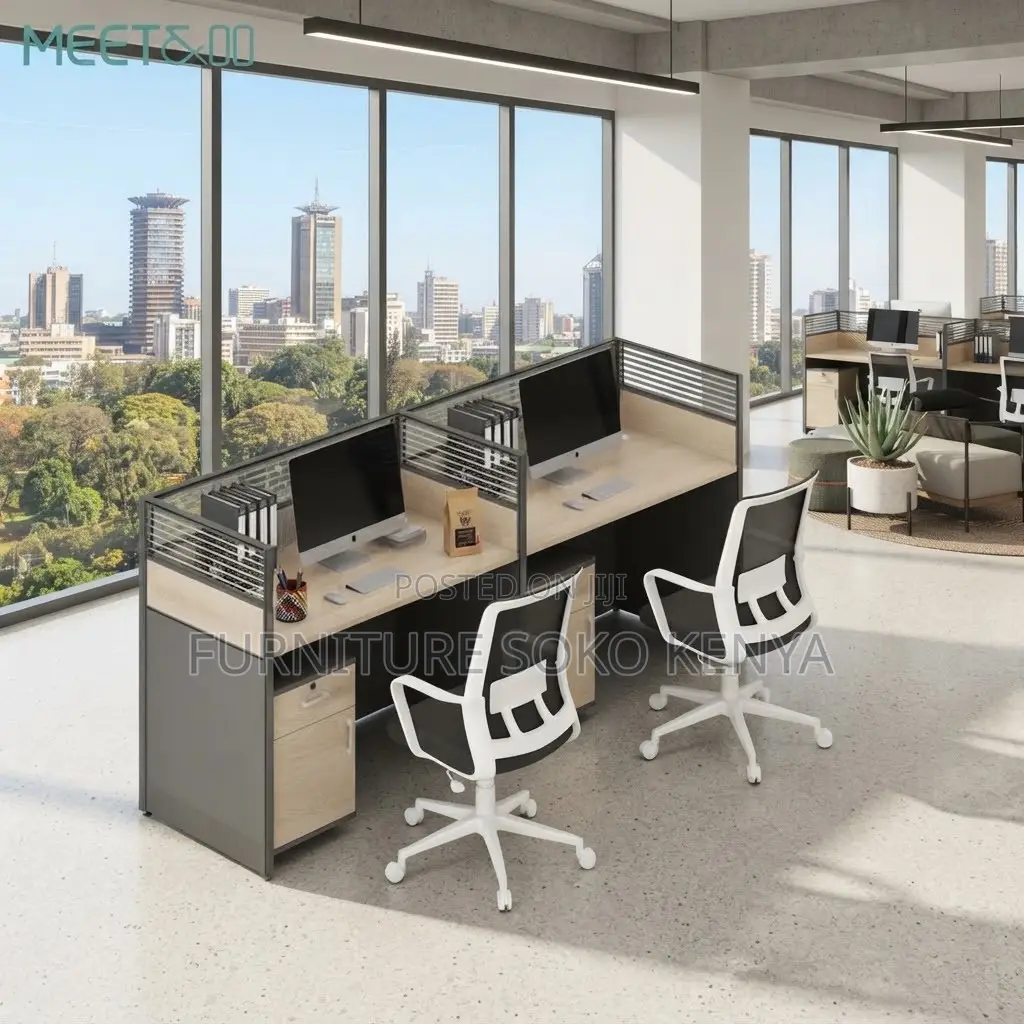 Office Workstations | Brown Straight | Two Users Workstation