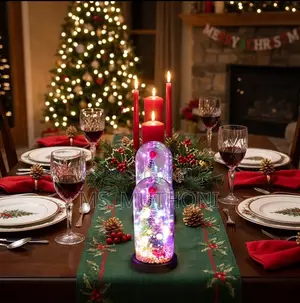 LED Christmas Tree Glass Cloche Dome