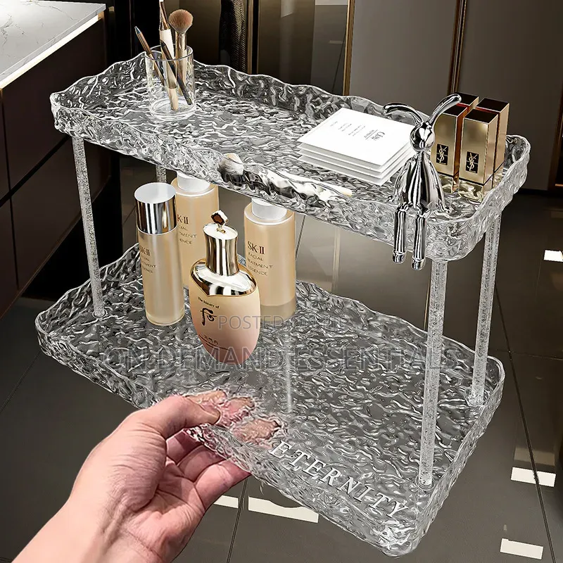 Two Tier Crystal-Like Makeup Organizer