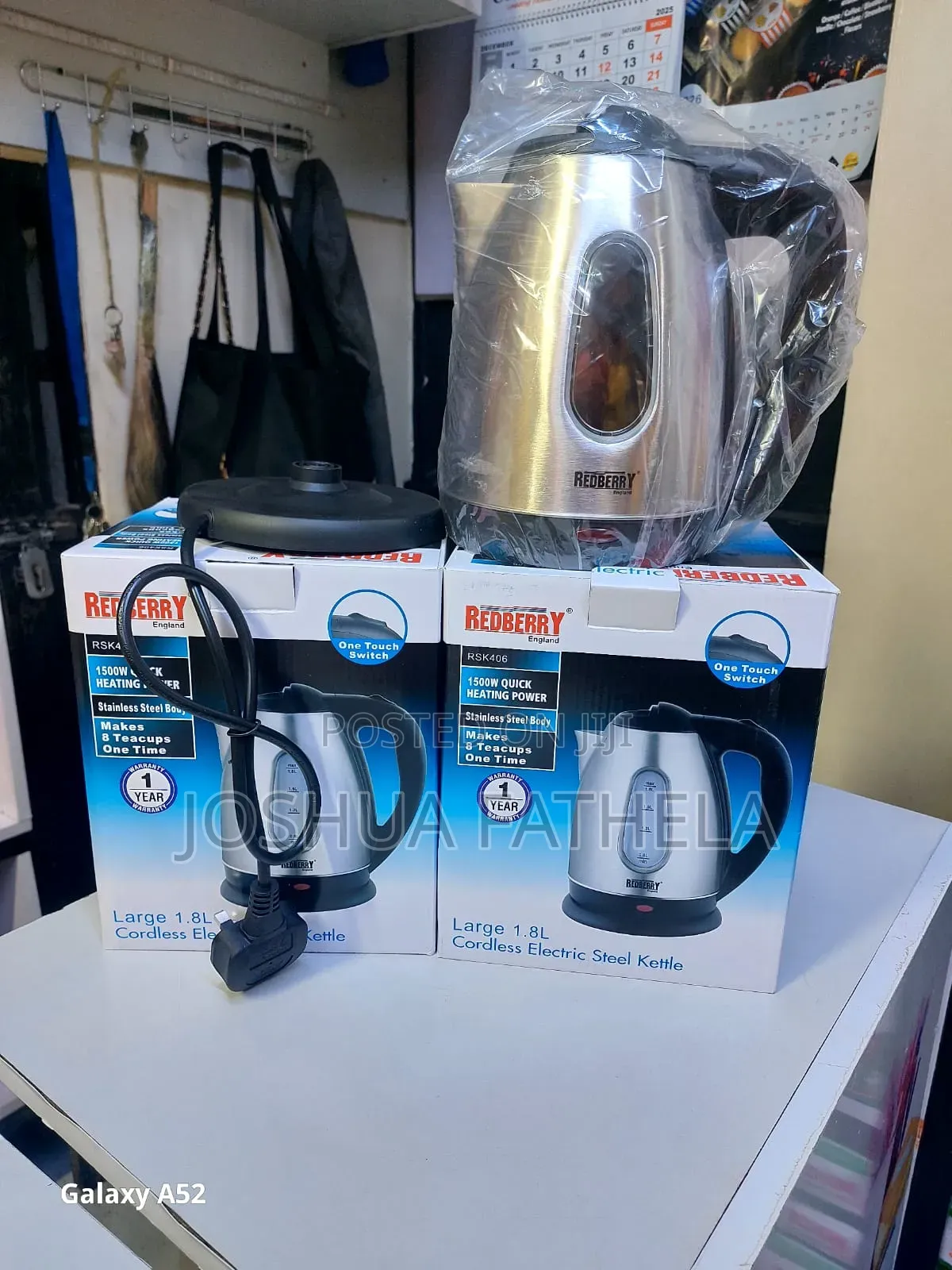 Redberry Large 1.8L Cordless Electric Steel Kettle
