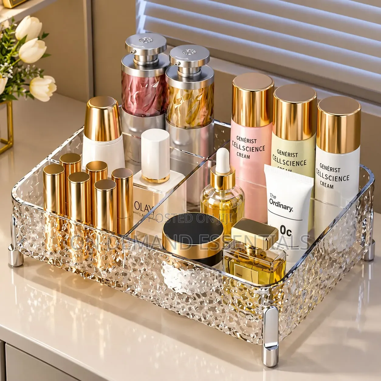 5-Compartment Water Ripple Cosmetic Storage Box