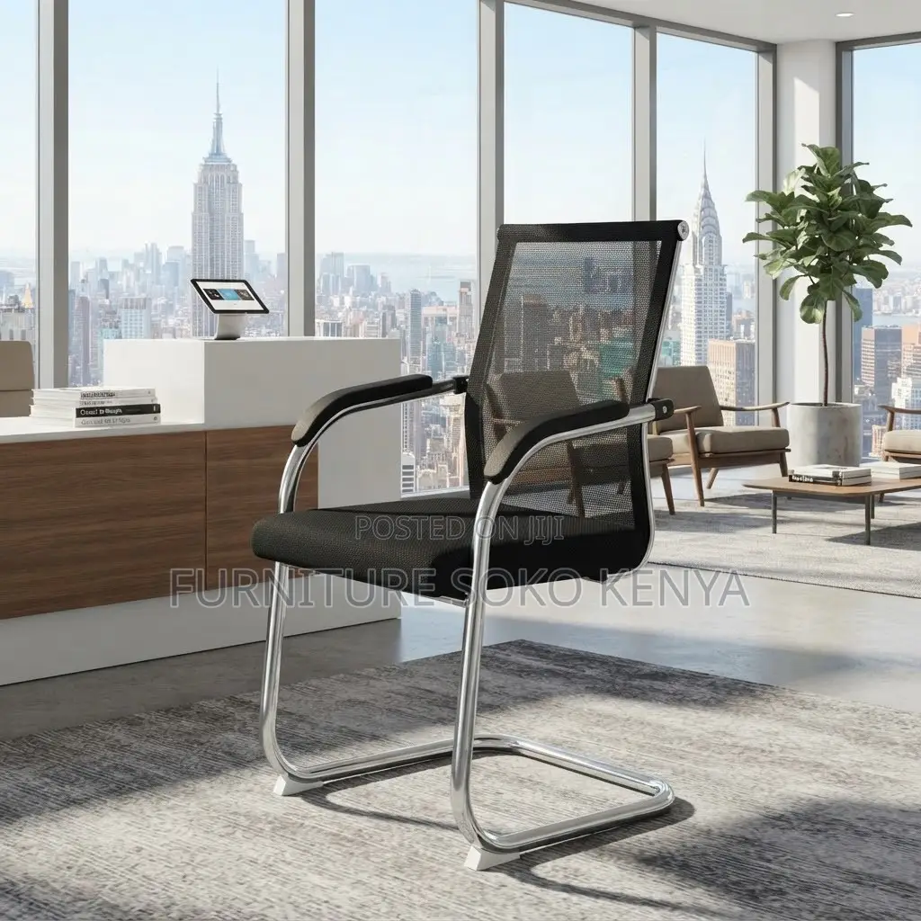 Office Front Reception Chairs | Mesh Sled Base Visitors Chair