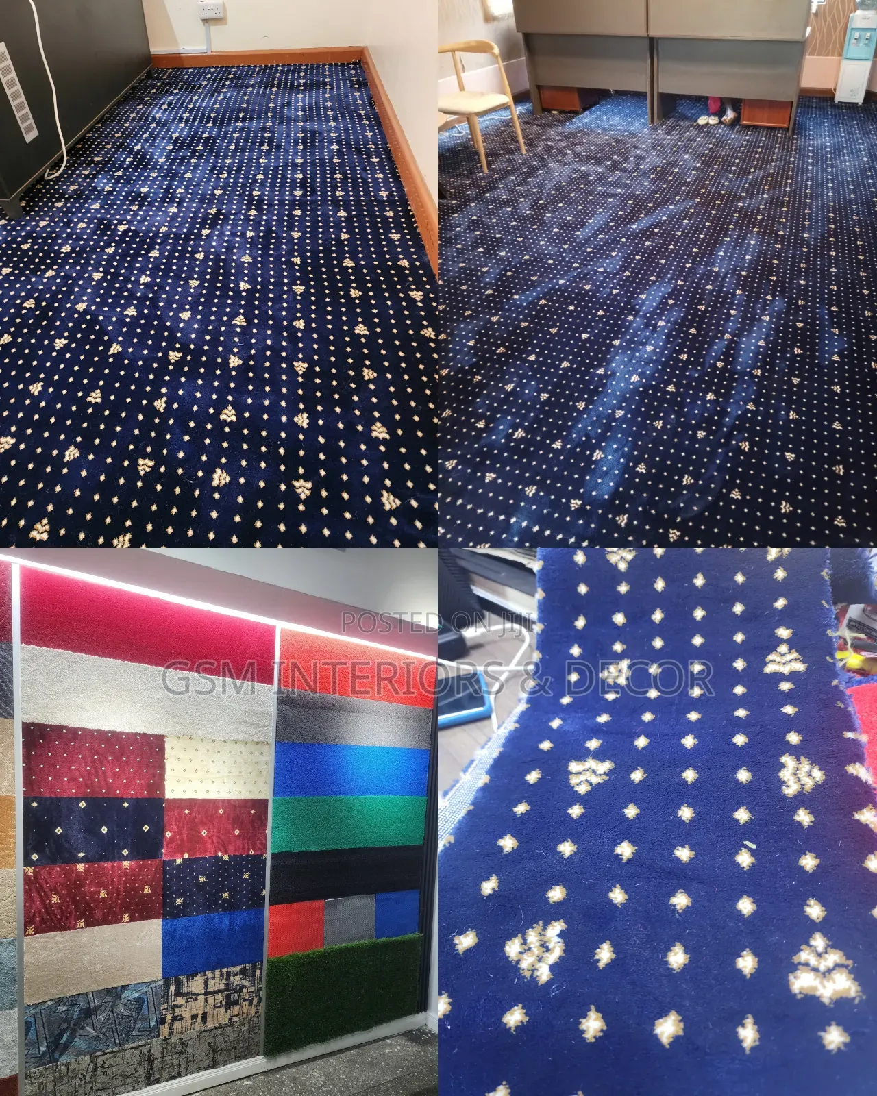 Executive Office Carpets Blue With Arrowhead Patterns