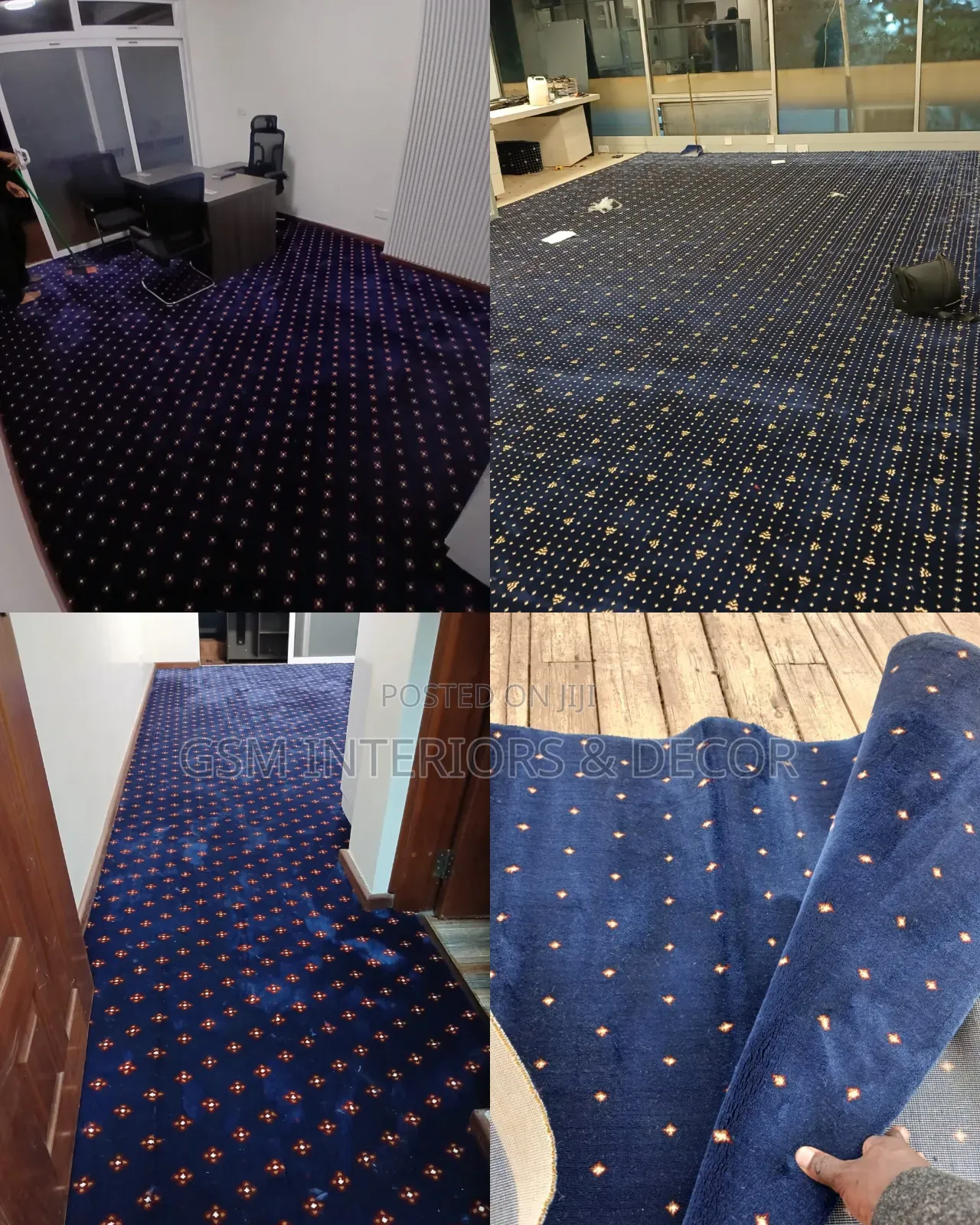 Executive Office Carpets Blue With Arrowhead Patterns