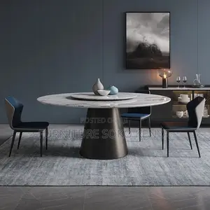 Home Hotel Dining Set | Six Seaters Round Marble Elegant Dining Set