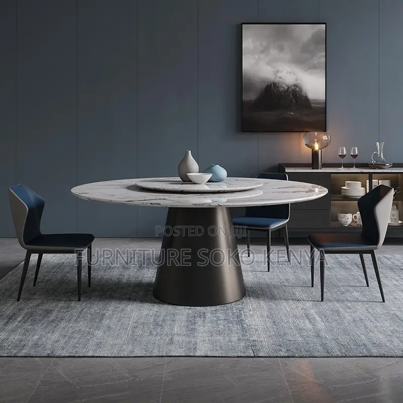 Home Hotel Dining Set | Six Seaters Round Marble Elegant Dining Set