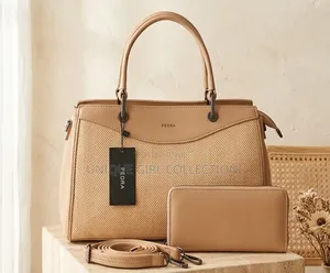 Luxury PEDRA 2-Piece Chevron Handbag & Zip Wallet Set