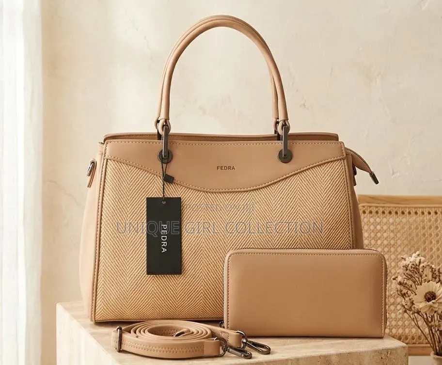 Luxury PEDRA 2-Piece Chevron Handbag & Zip Wallet Set