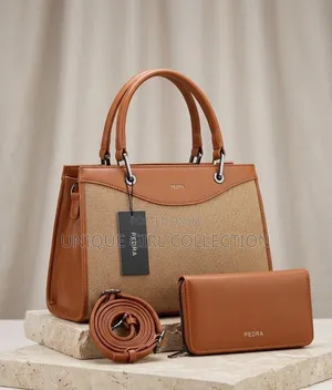 Luxury PEDRA 2-Piece Chevron Handbag & Zip Wallet Set