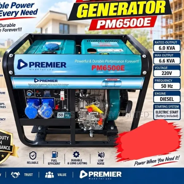 Premier Open Type Diesel Generator Pm6500e 6.6kva