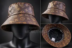 Soft Leather Louis Vuitton-Style Monogram Bucket Hat